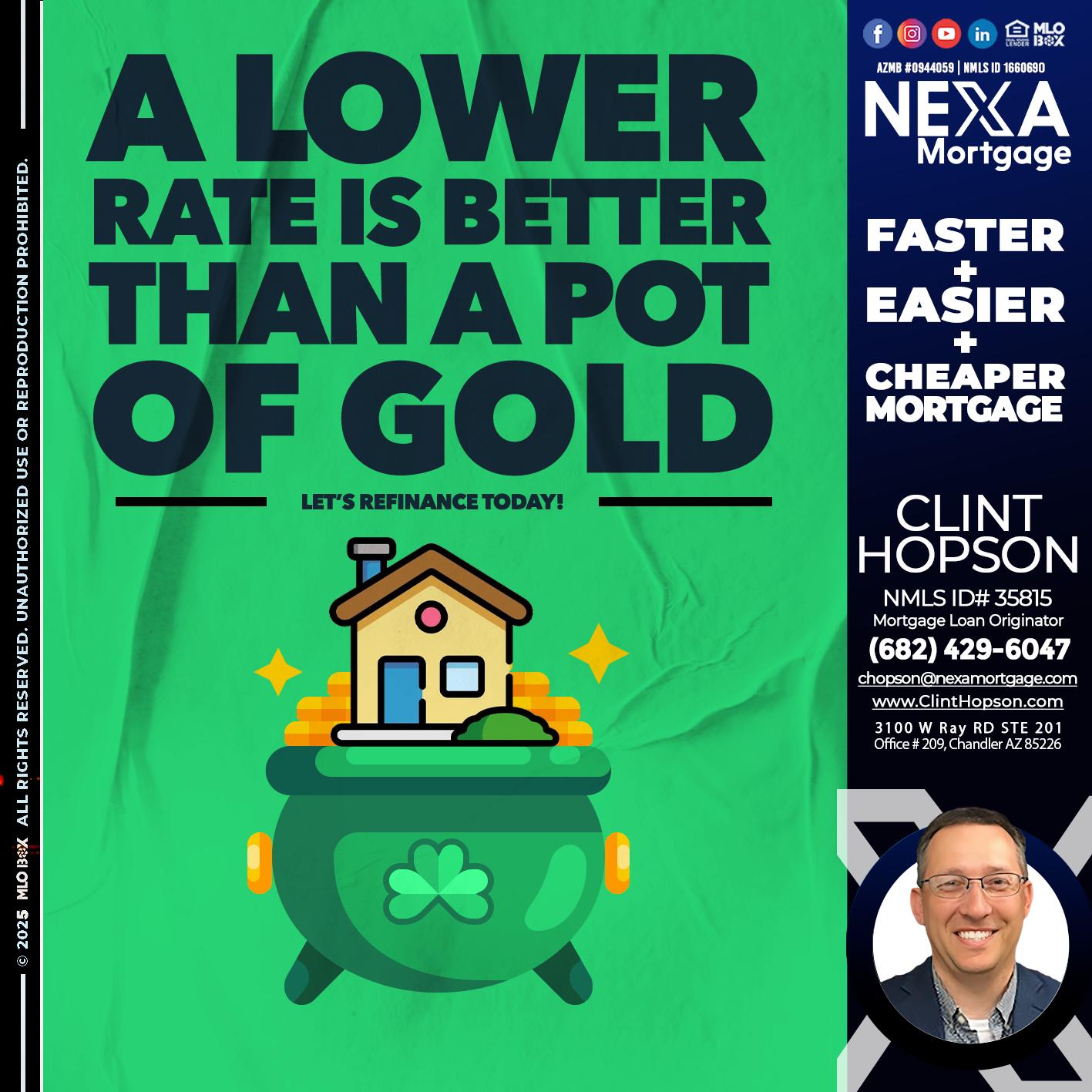 A LOWER RATE - Clint Hopson -Mortgage Loan Originator