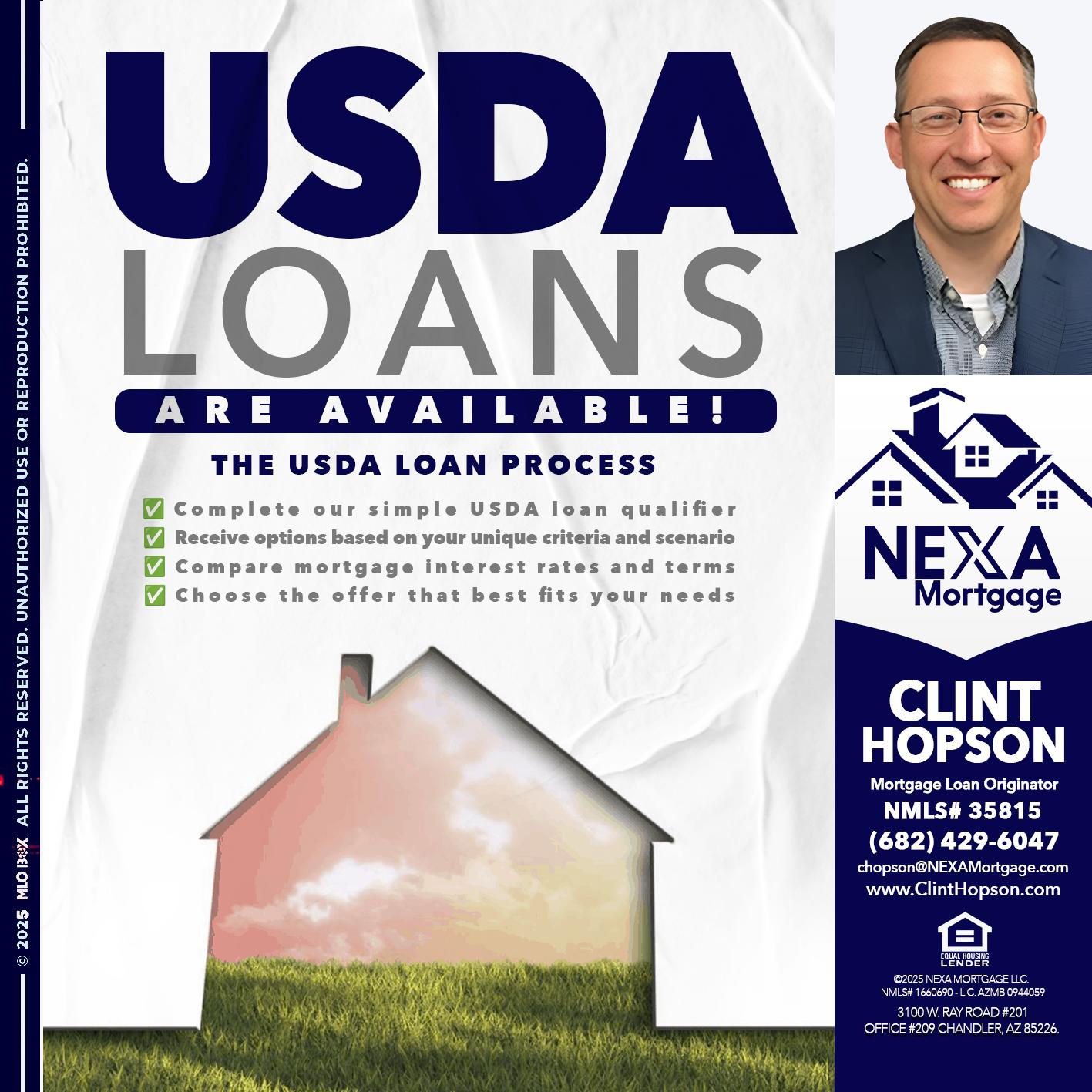 USDA LOANS - Clint Hopson -Mortgage Loan Originator