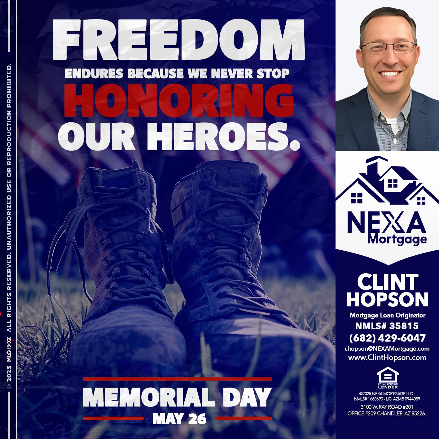Memorial Day - Clint Hopson -Mortgage Loan Originator
