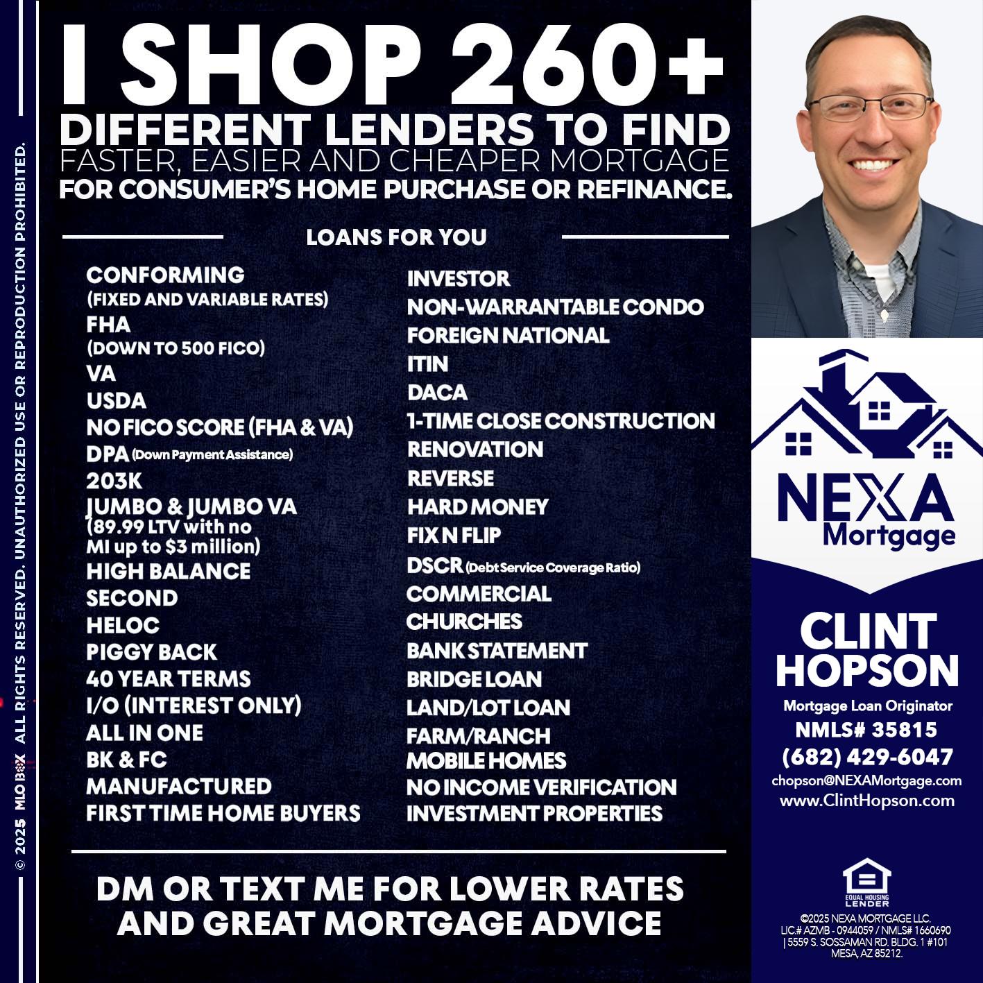 I SHOP +260 - Clint Hopson -Mortgage Loan Originator