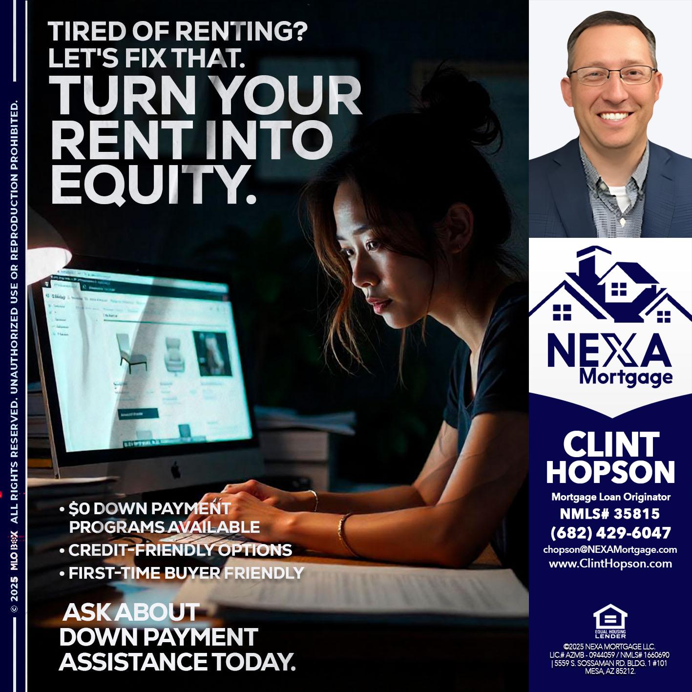 tired of renting? - Clint Hopson -Mortgage Loan Originator