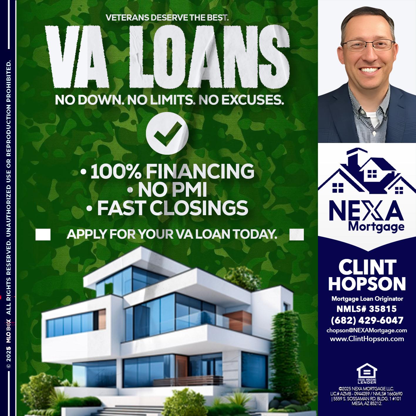 VA LOANS - Clint Hopson -Mortgage Loan Originator