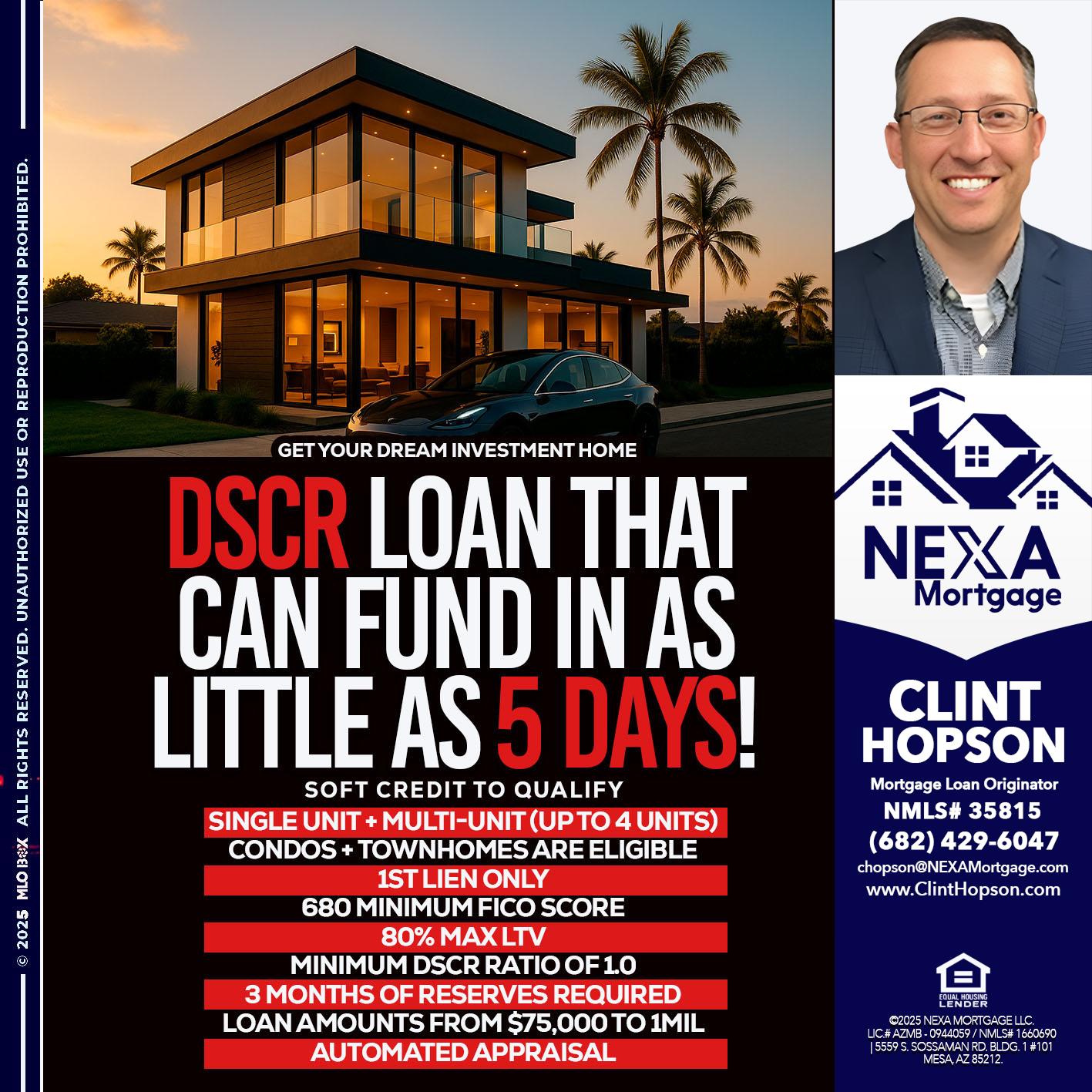 DSCR LOAN - Clint Hopson -Mortgage Loan Originator
