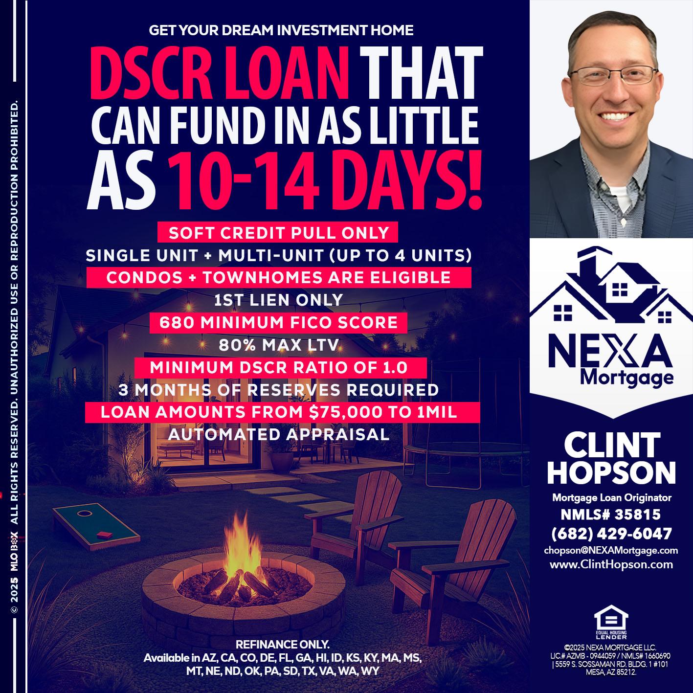 DSCR LOAN - Clint Hopson -Mortgage Loan Originator