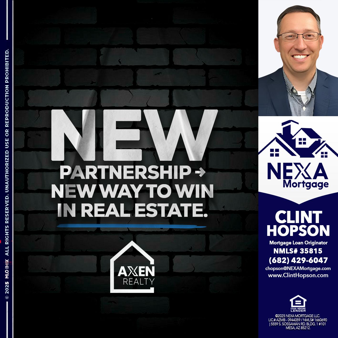 new partnership - Clint Hopson -Mortgage Loan Originator