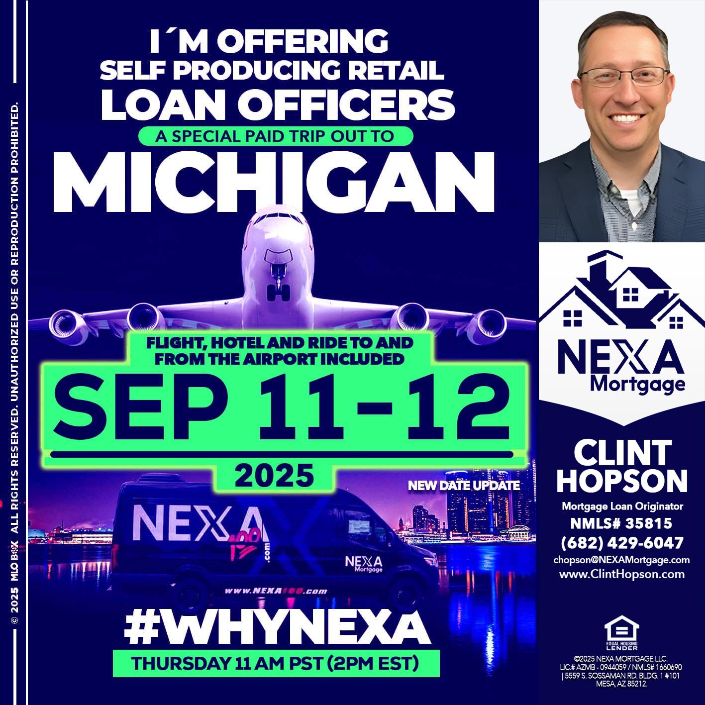 michigan sep 11-12 - Clint Hopson -Mortgage Loan Originator