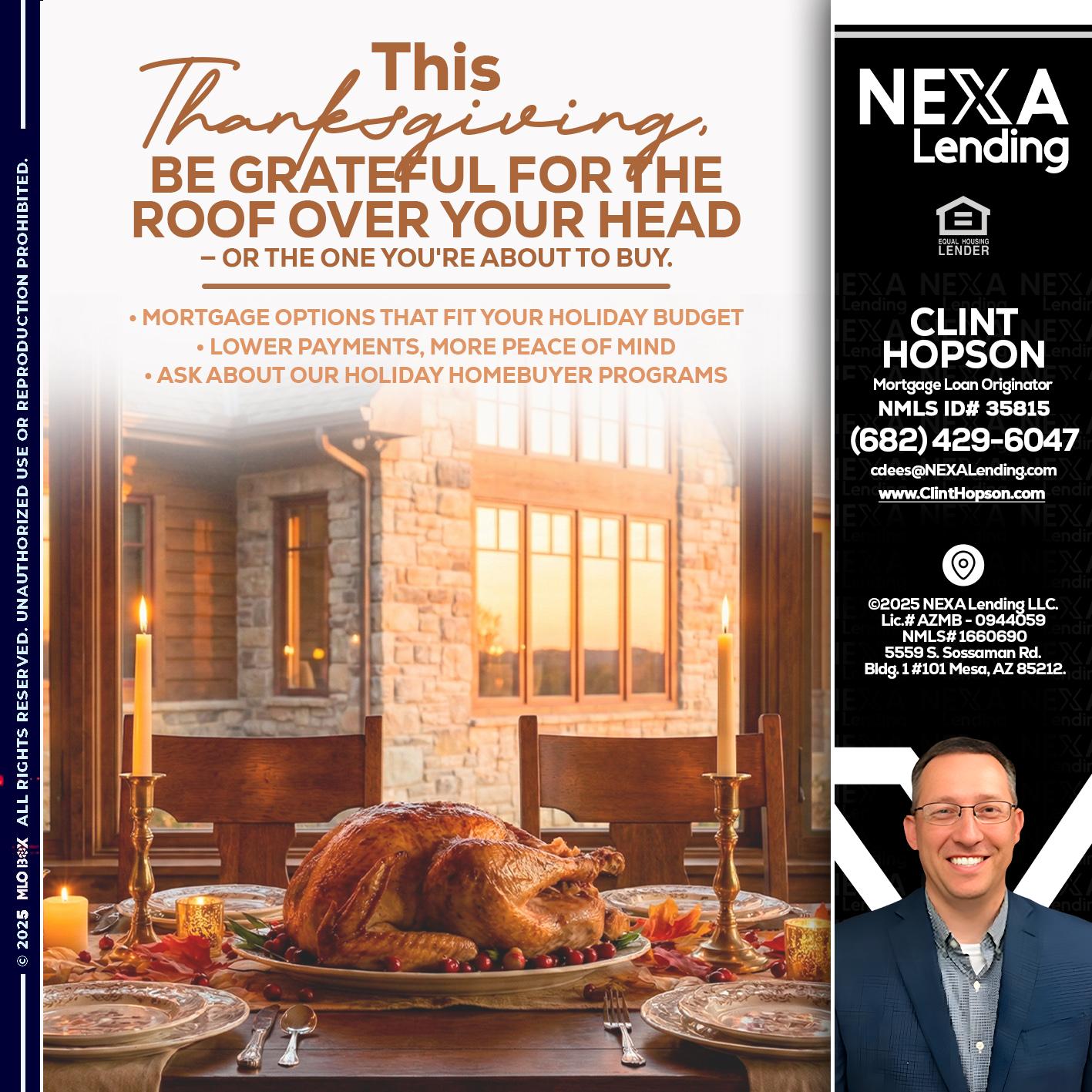THIS THANKSGIVING - Clint Hopson -Mortgage Loan Originator