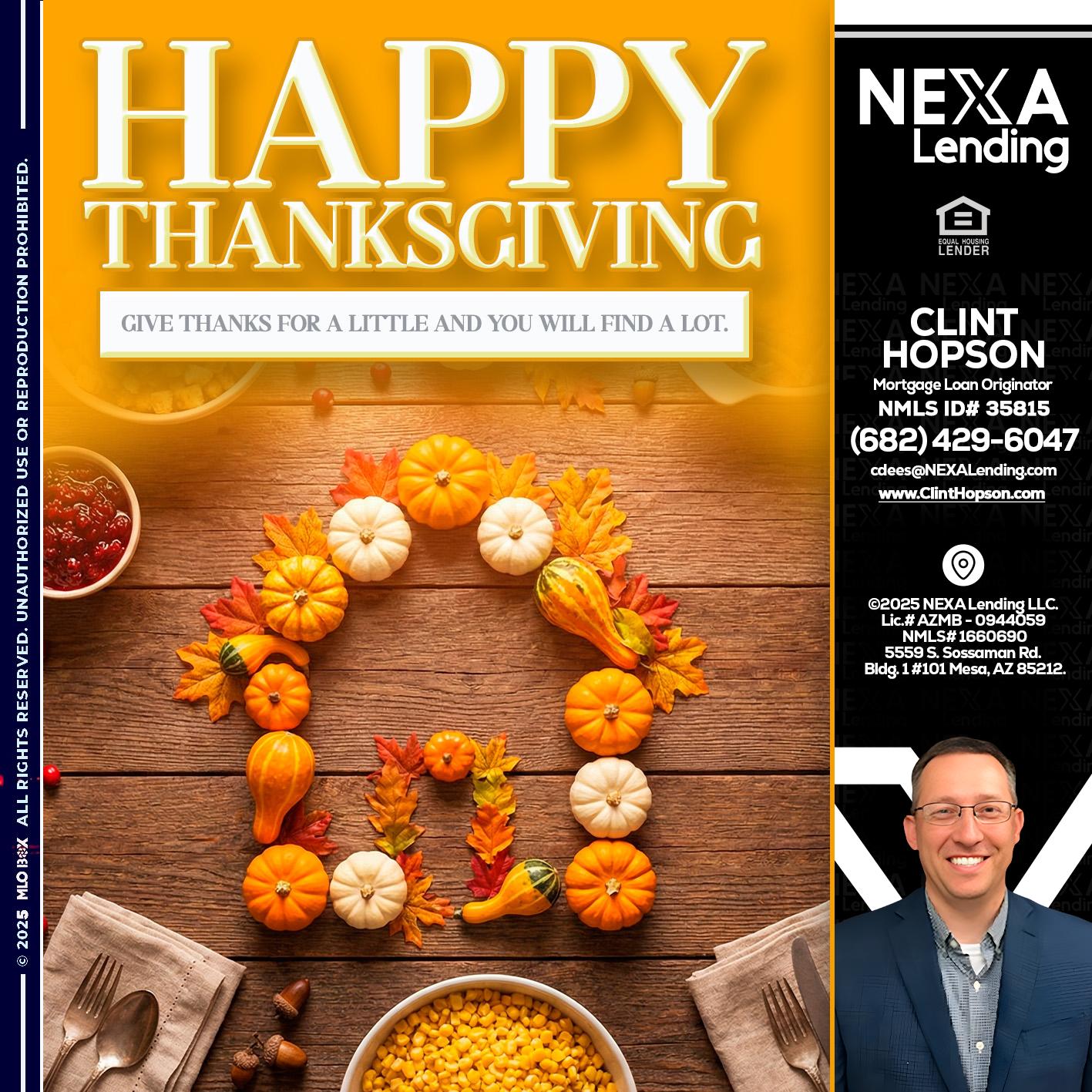 HAPPY THANKSGIVING - Clint Hopson -Mortgage Loan Originator
