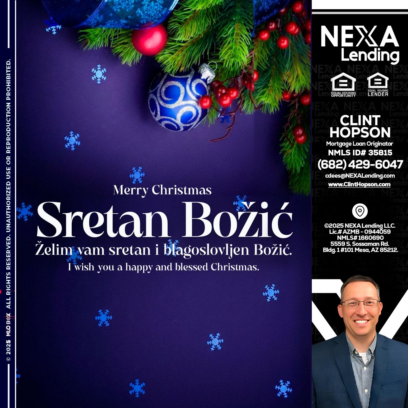 Sretan Božić - Clint Hopson -Mortgage Loan Originator