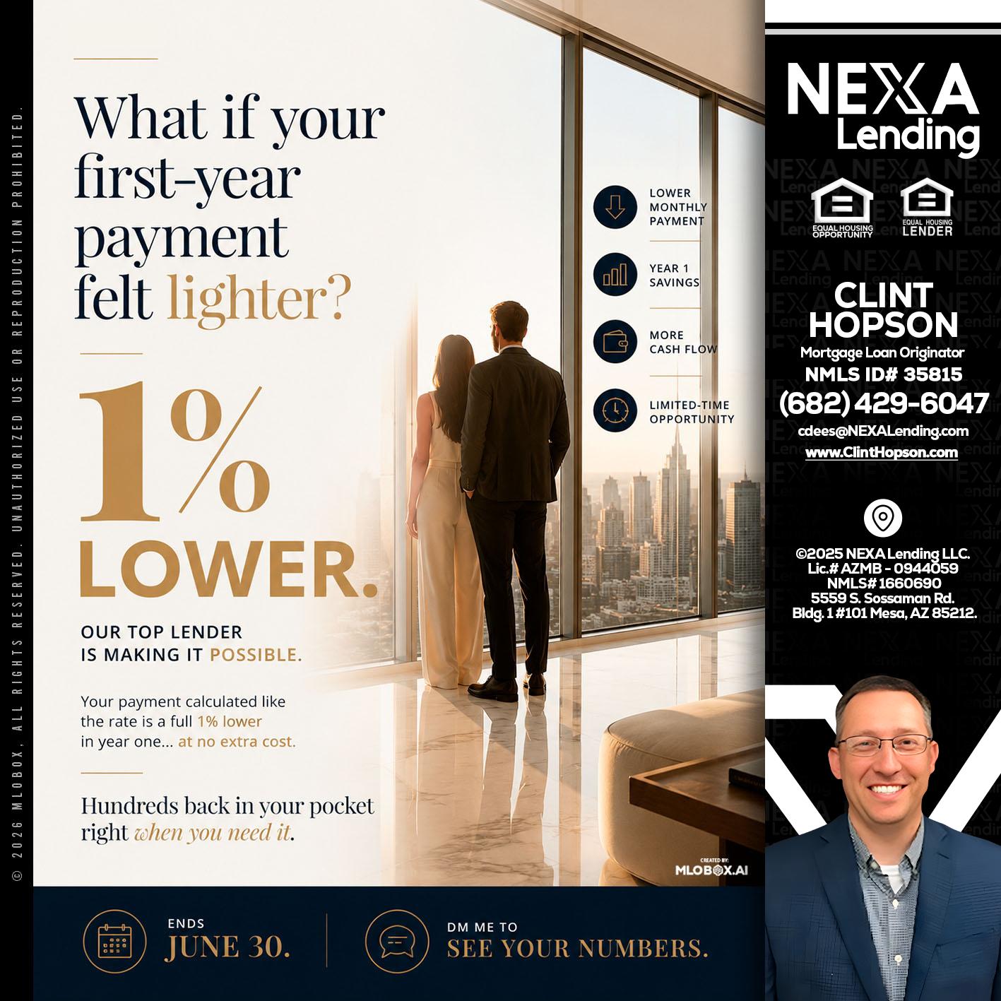 1% lower - Clint Hopson -Mortgage Loan Originator