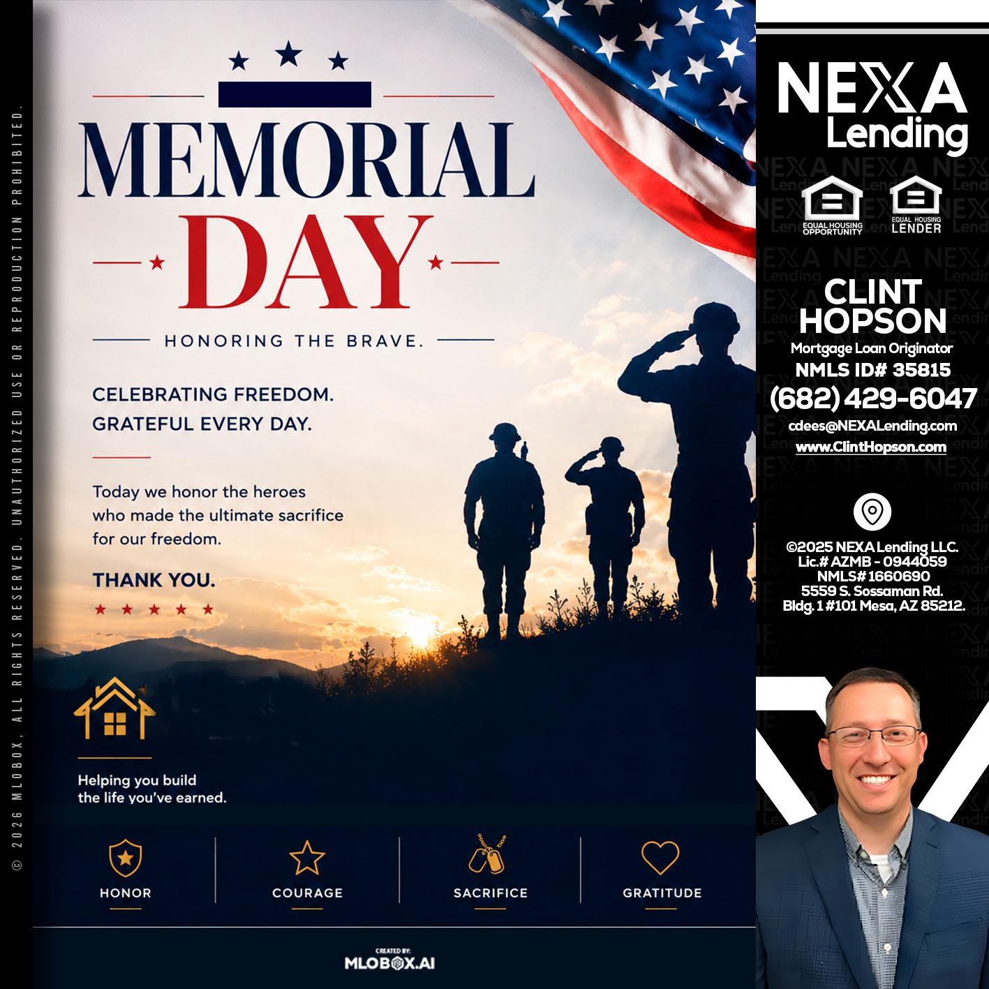 MEMORIAL DAY - Clint Hopson -Mortgage Loan Originator