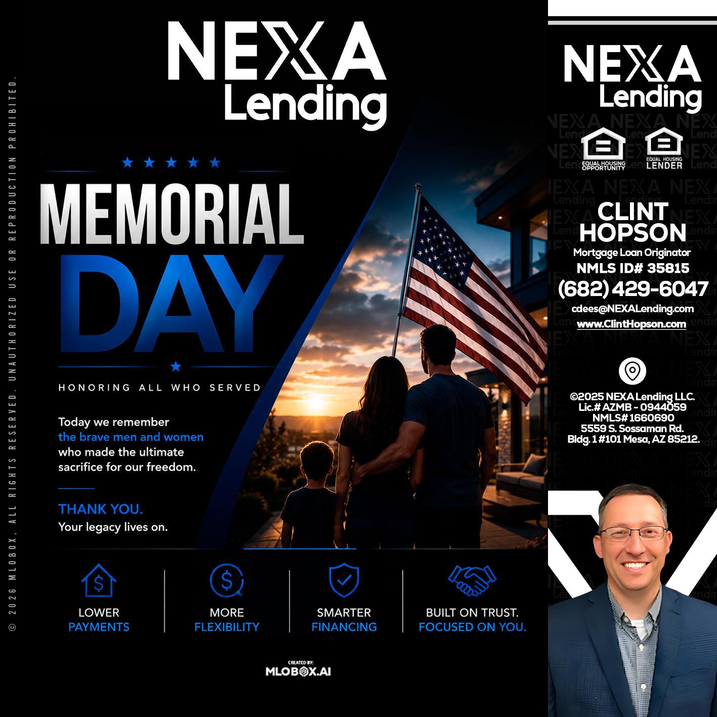 MEMORIAL DAY - Clint Hopson -Mortgage Loan Originator