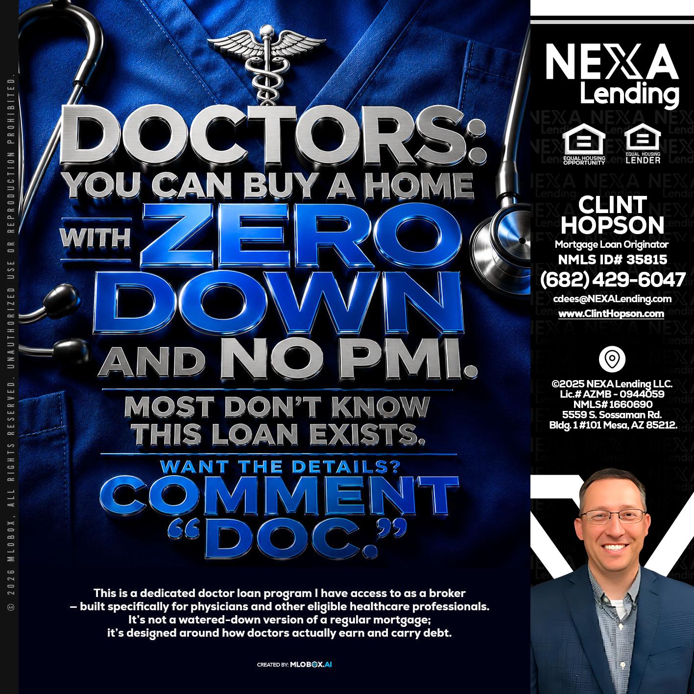 DOCTORS YOU CAN BUY - Clint Hopson -Mortgage Loan Originator