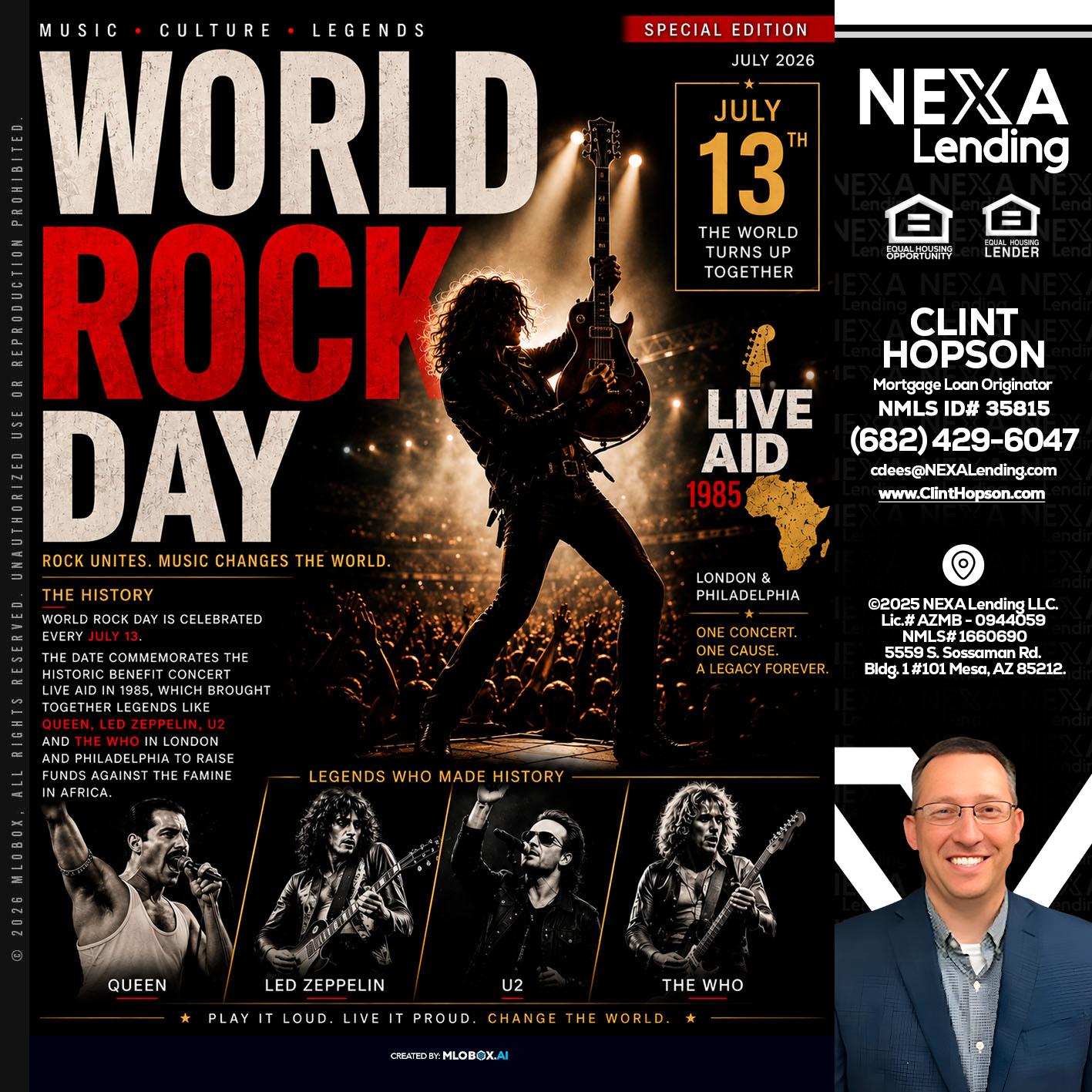 WORLD ROCK MUSIC DAY - Clint Hopson -Mortgage Loan Originator